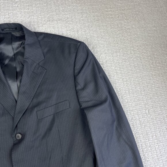 Giorgio Armani Le Collezioni Black Pinstripe Blazer Coat Mens Italy *Read* - Picture 5 of 16